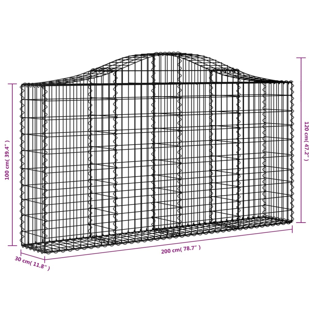 vidaXL Obokane gabion košare 14kosov 200x30x100/120cm pocinkano železo