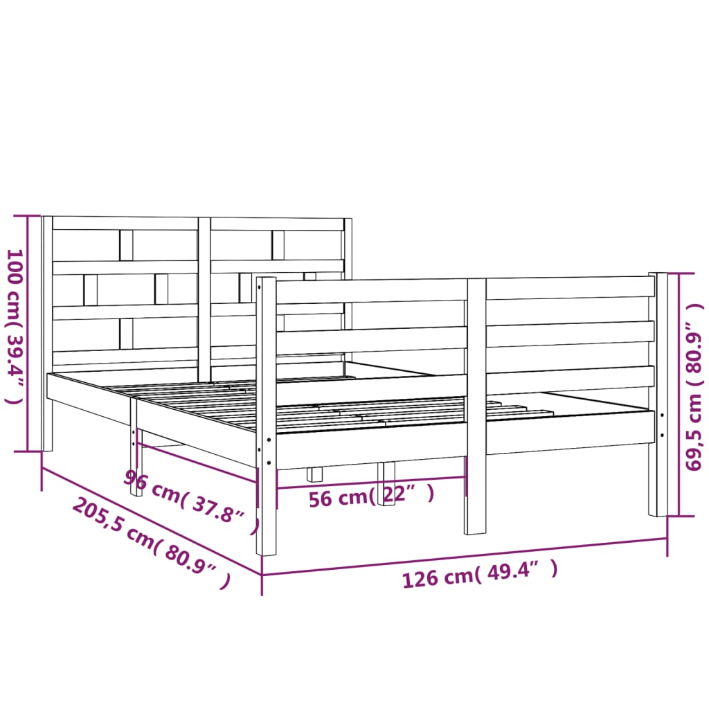 vidaXL Posteljni okvir bel iz borovine 120x200 cm