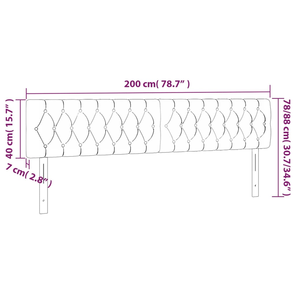 vidaXL Posteljno vzglavje 2 kosa temno modro 100x7x78/88 cm žamet