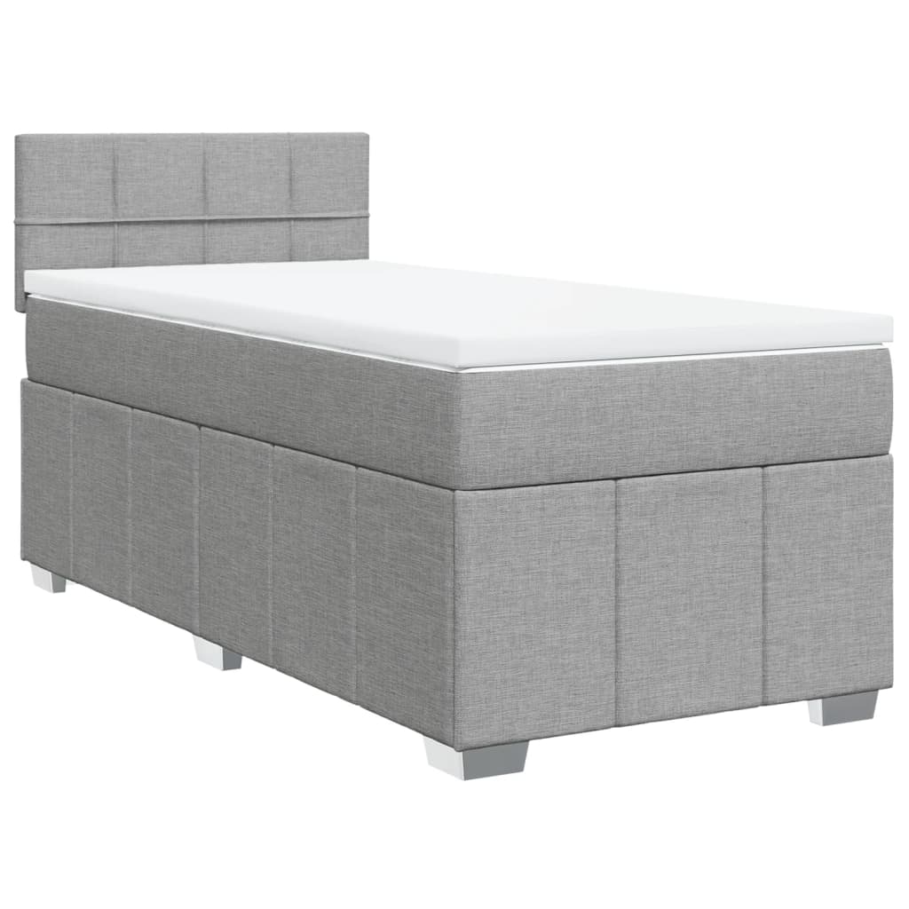 vidaXL Box spring postelja z vzmetnico svetlo siva 90x200 cm blago