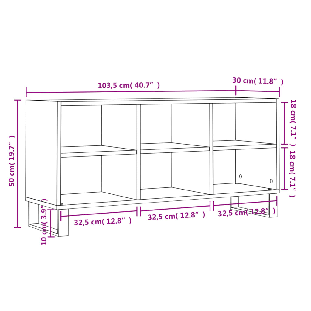 vidaXL TV omarica betonsko siva 103,5x30x50 cm inženirski les