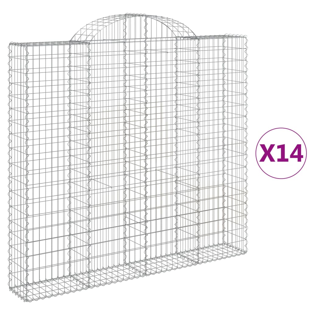 vidaXL Obokane gabion košare 14 kosa 200x30x180/200cm pocinkano železo