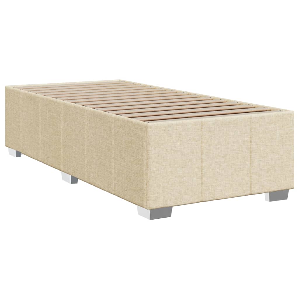 vidaXL Box spring postelja z vzmetnico krem 100x200 cm blago