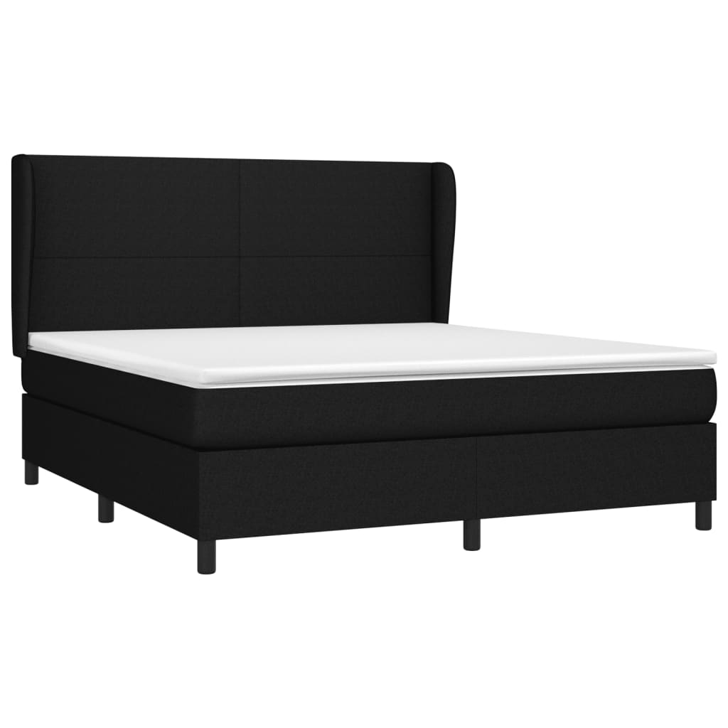 vidaXL Box spring postelja z vzmetnico črna 180x200 cm blago