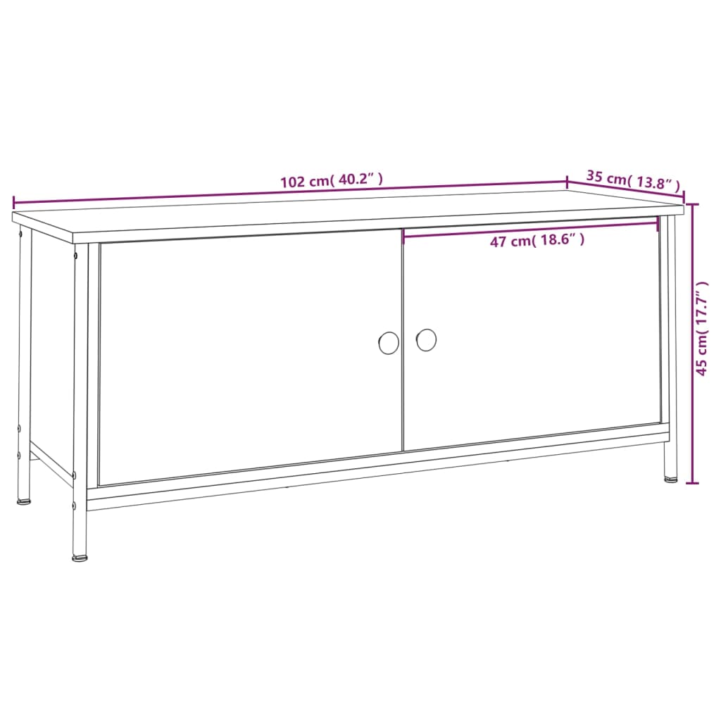 vidaXL TV omarica z vrati črna 102x35x45 cm inženirski les