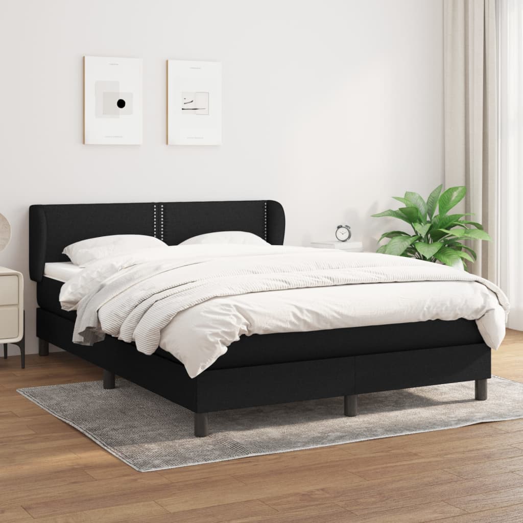 vidaXL Box spring posteljni z vzmetnico črn 140x190 cm blago