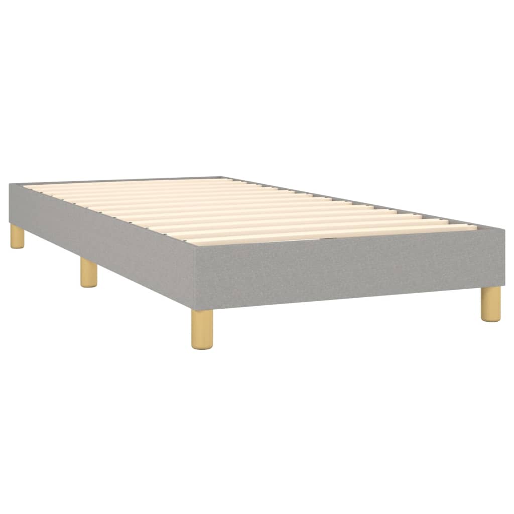 vidaXL Box spring postelja z vzmetnico svetlo siva 90x200 cm blago