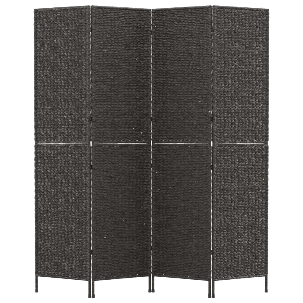 vidaXL Paravan s 4 paneli črn 163x180 cm vodna hijacinta