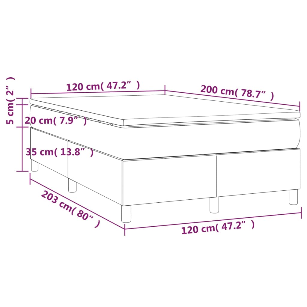 vidaXL Box spring postelja z vzmetnico krem 120x200 cm blago