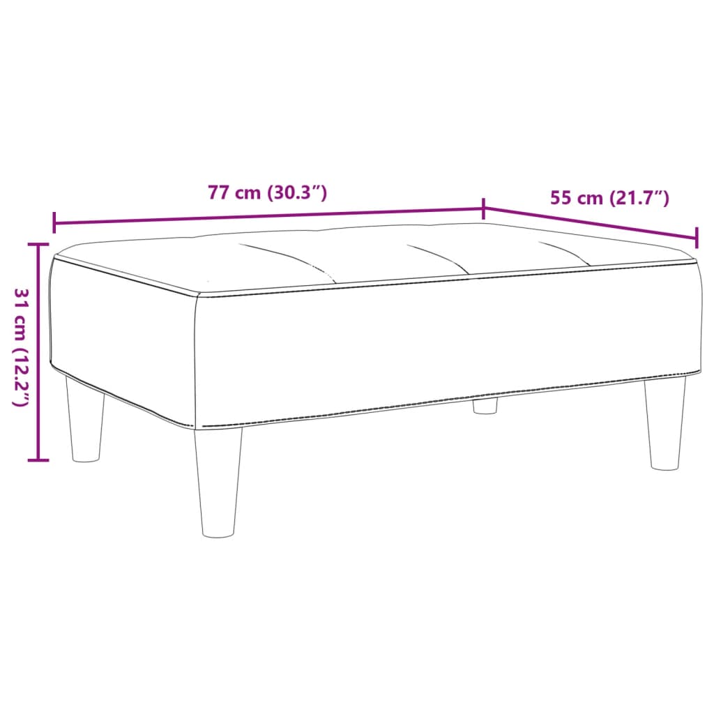 vidaXL Stolček za noge svetlo siv 77x55x31 cm blago