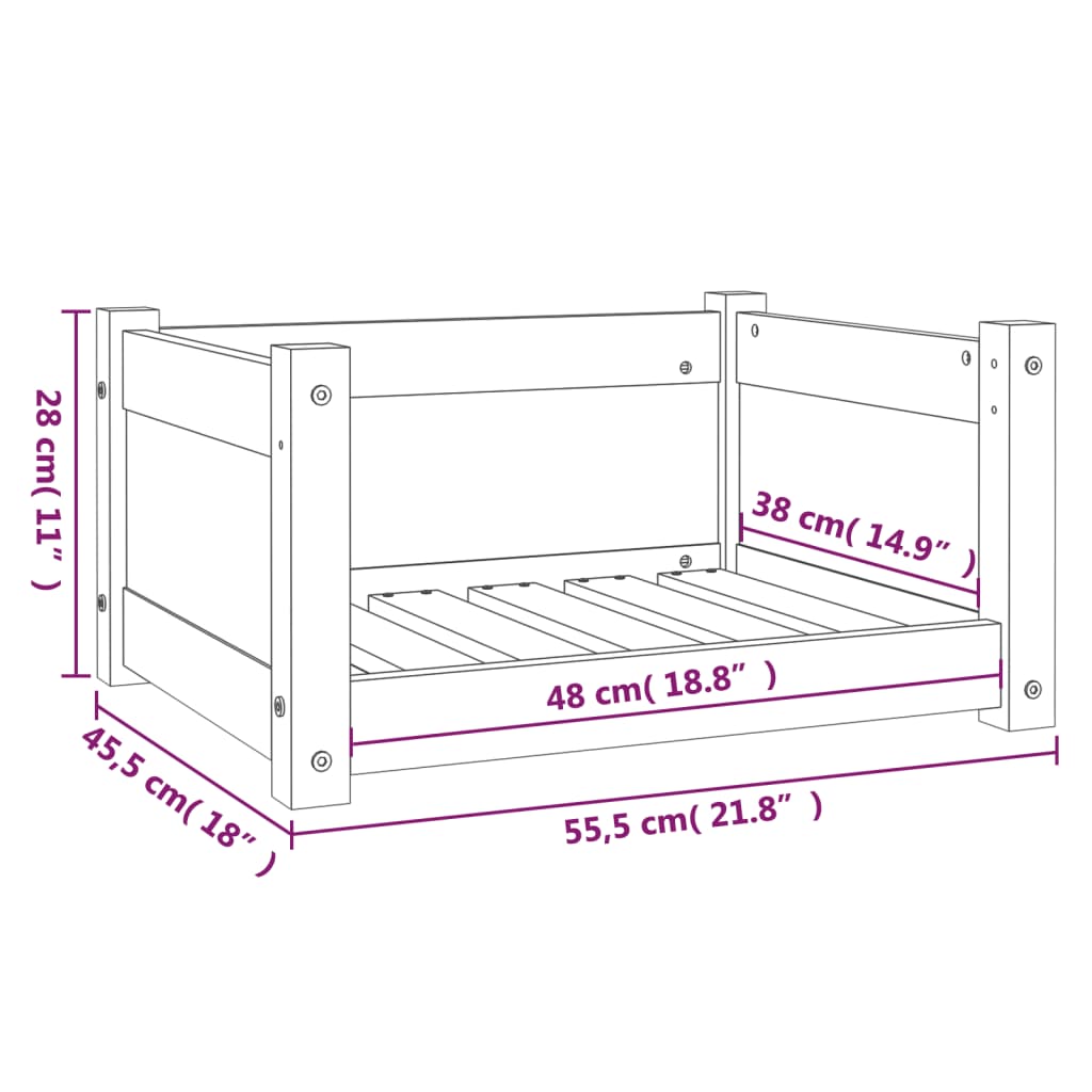 vidaXL Pasja postelja medeno rjava 95,5x65,5x28 cm trdna borovina