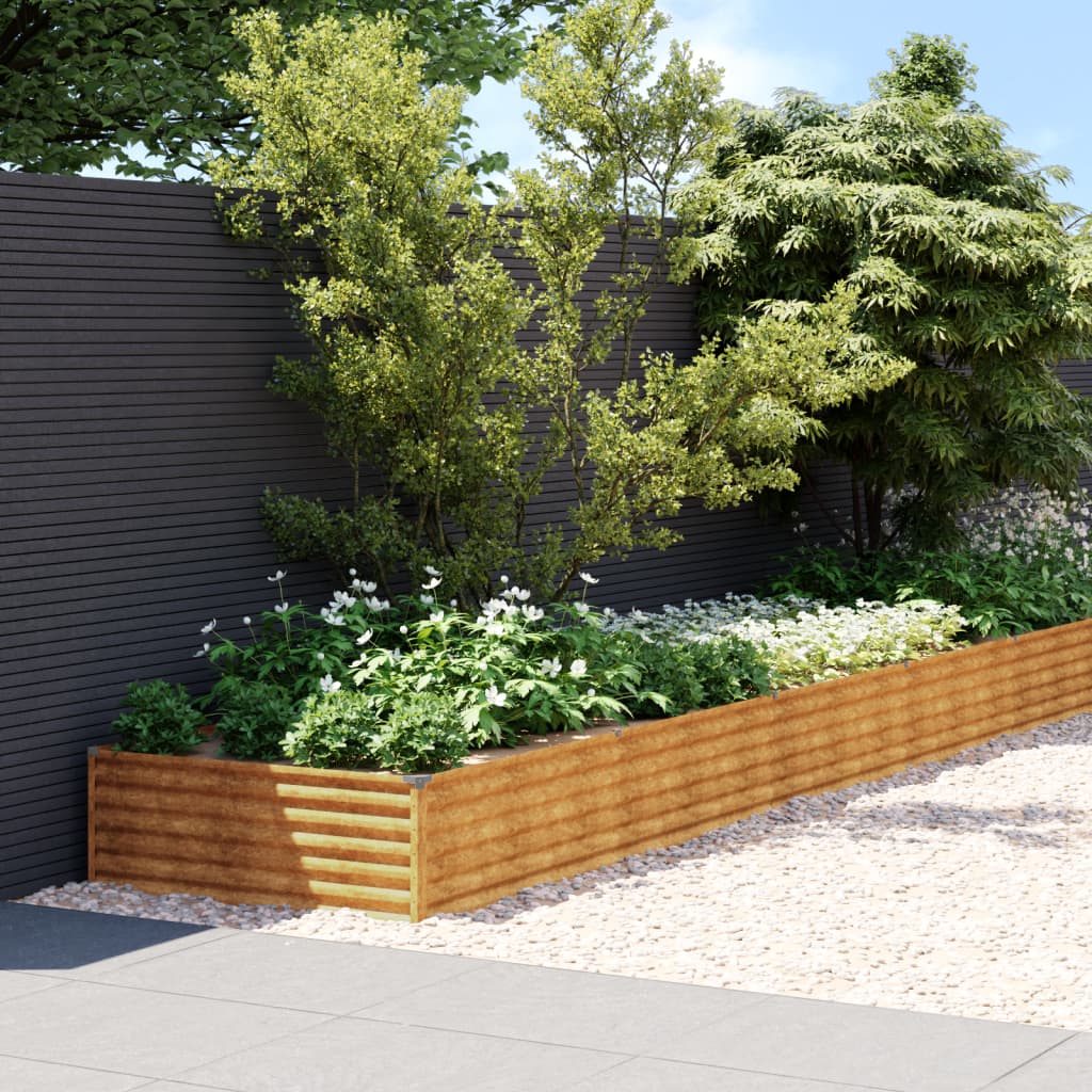 vidaXL Vrtna visoka greda 1150x100x36 cm corten jeklo