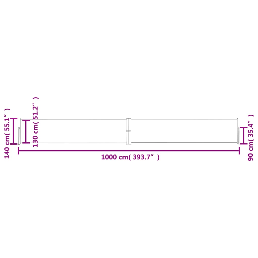 vidaXL Zložljiva stranska tenda modra 140x1000 cm