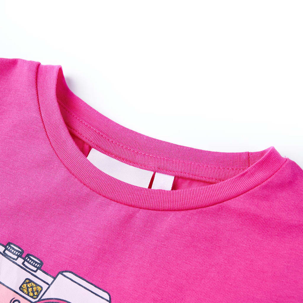 Otroška majica s kratkimi rokavi temno roza 140