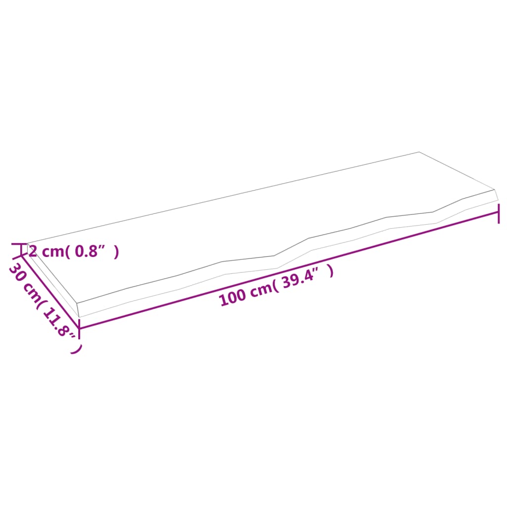 vidaXL Kopalniški pult svetlo rjav 100x30x2 cm obdelan trden les