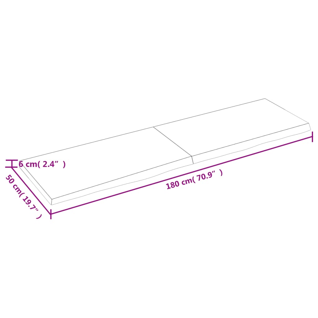 vidaXL Kopalniški pult temno rjav 180x50x(2-6) cm obdelan trden les