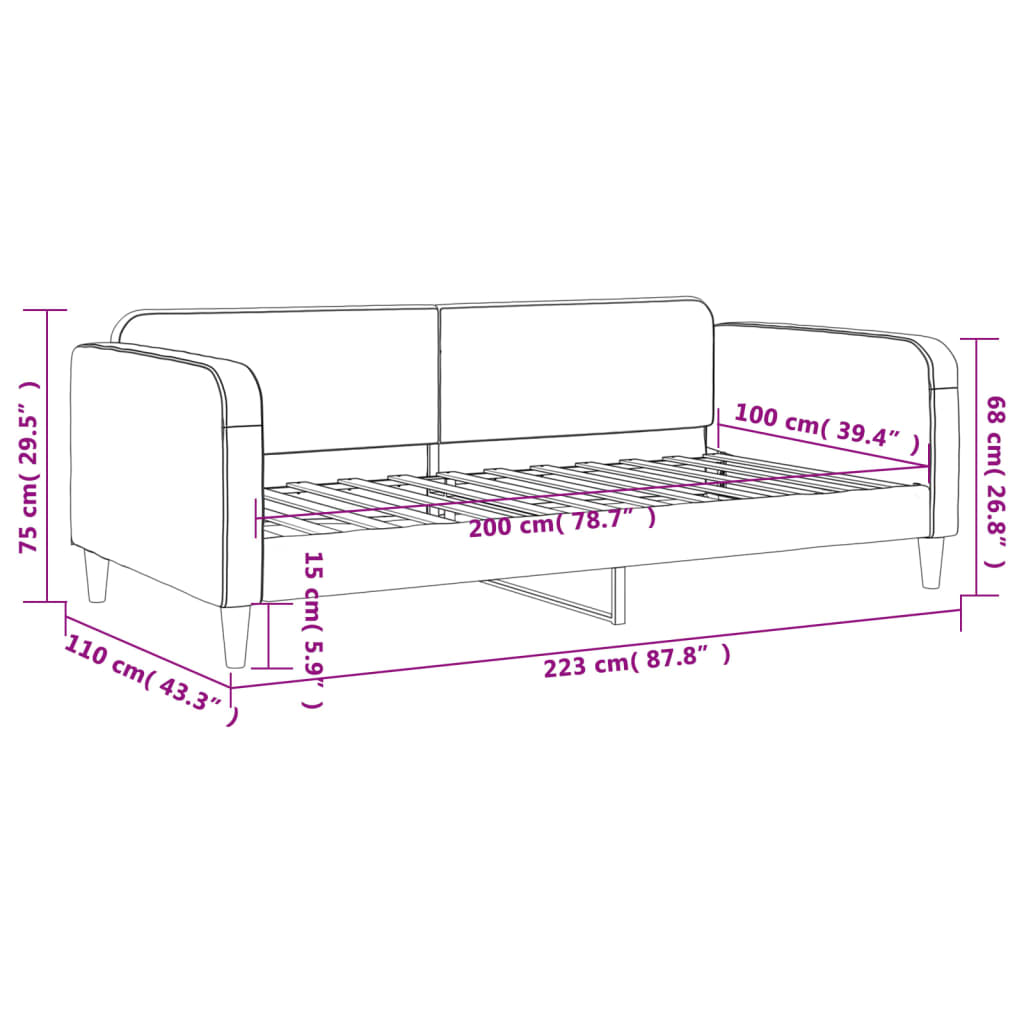 vidaXL Raztegljiva postelja črna 100x200 cm blago