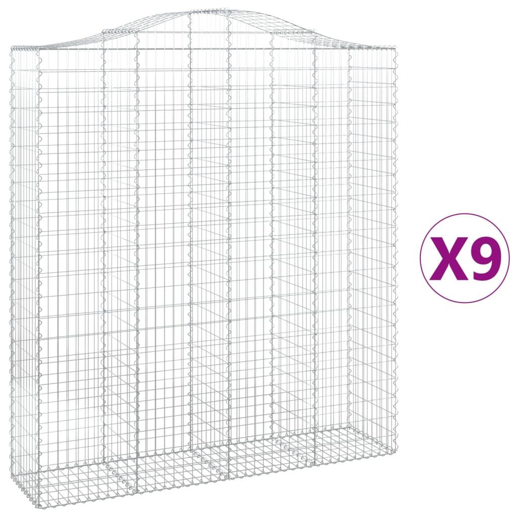 vidaXL Obokana gabion košara 9 kos 200x50x220/240 cm pocinkano železo