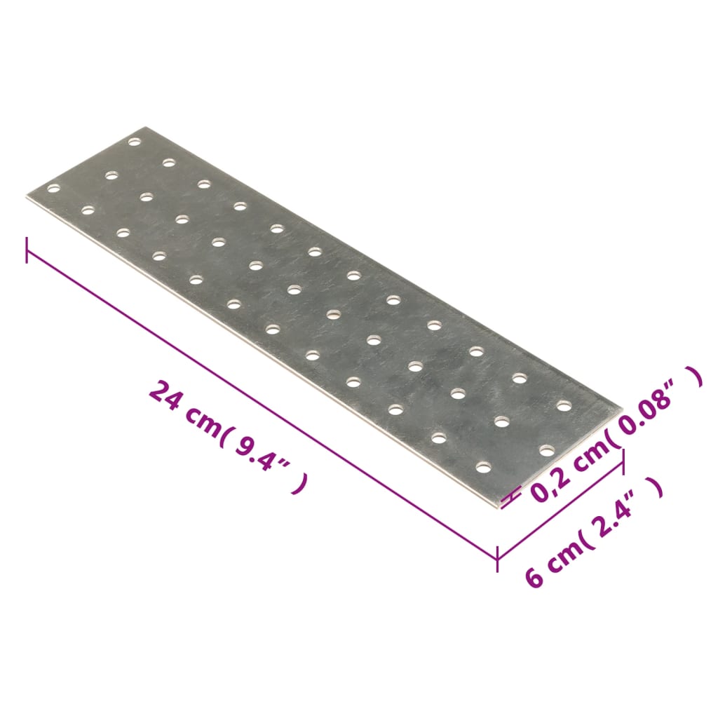 vidaXL Perforirane plošče 40 kosov 2 mm 240x60 mm pocinkano jeklo