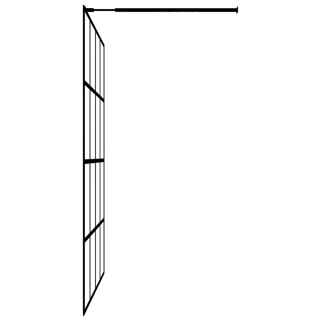 vidaXL Pregrada za tuš s polico črna 90x195 cm ESG steklo in aluminij