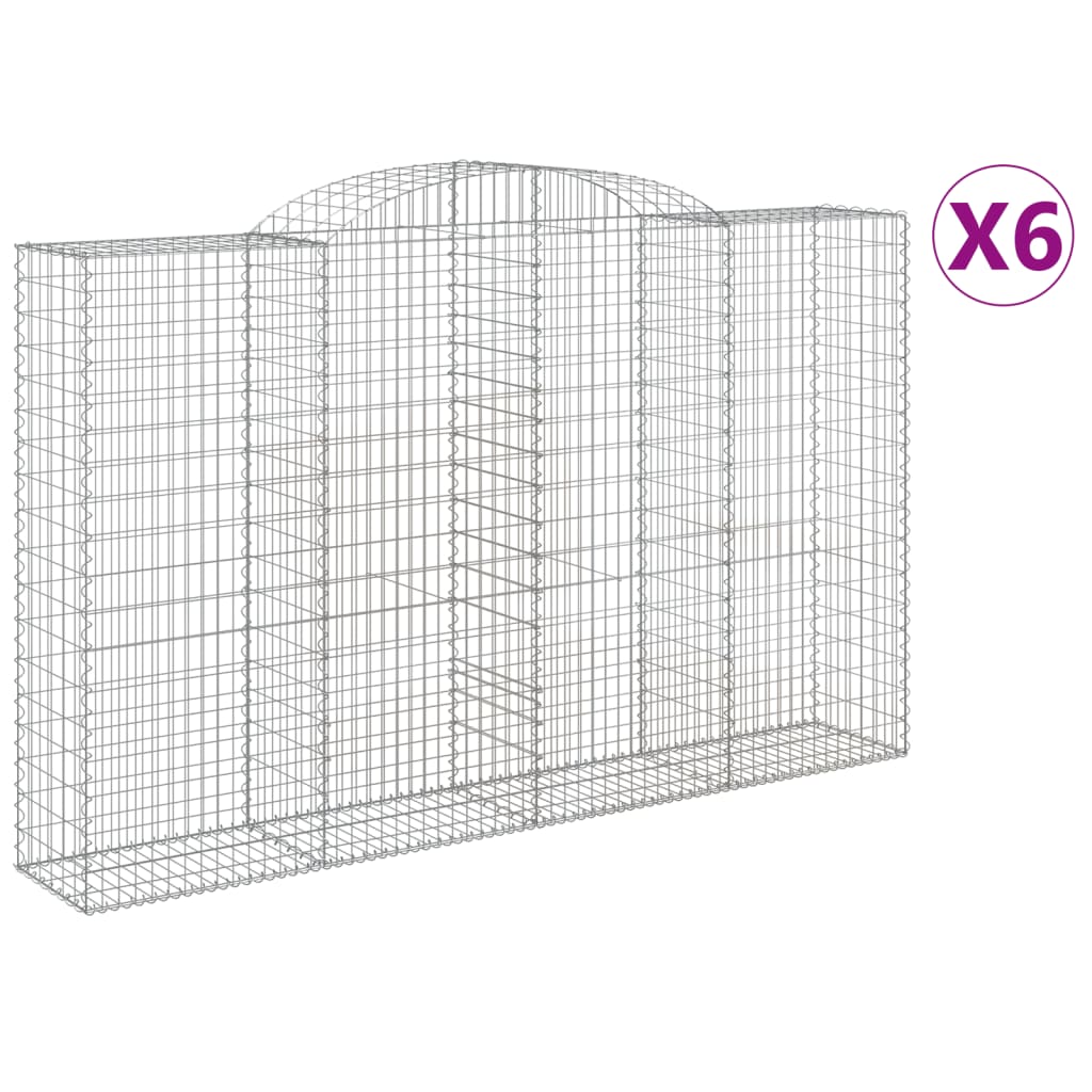 vidaXL Obokane gabion košare 6 kosov 300x50x180/200cm pocinkano železo