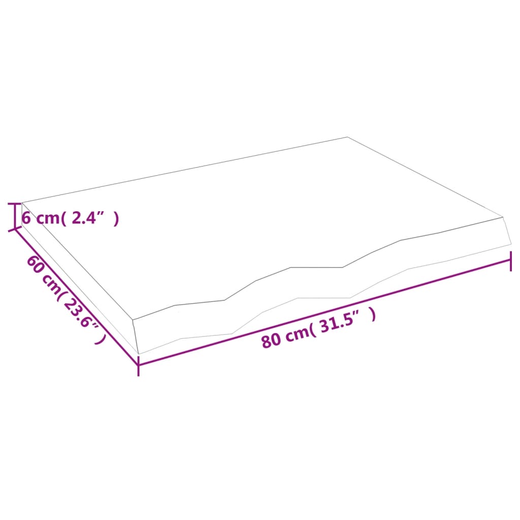 vidaXL Mizna plošča 80x60x(2-6) cm neobdelana trdna hrastovina