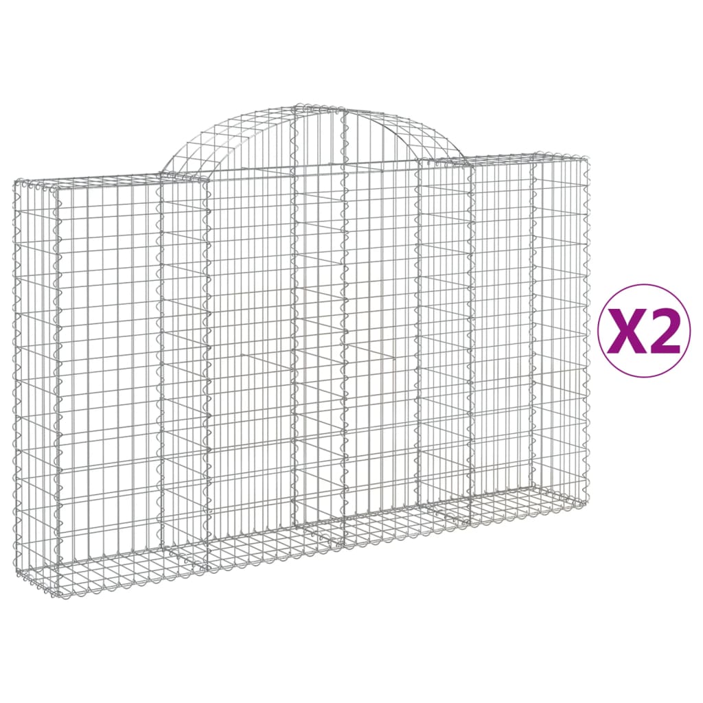 vidaXL Obokane gabion košare 2 kosa 200x30x120/140 cm pocinkano železo