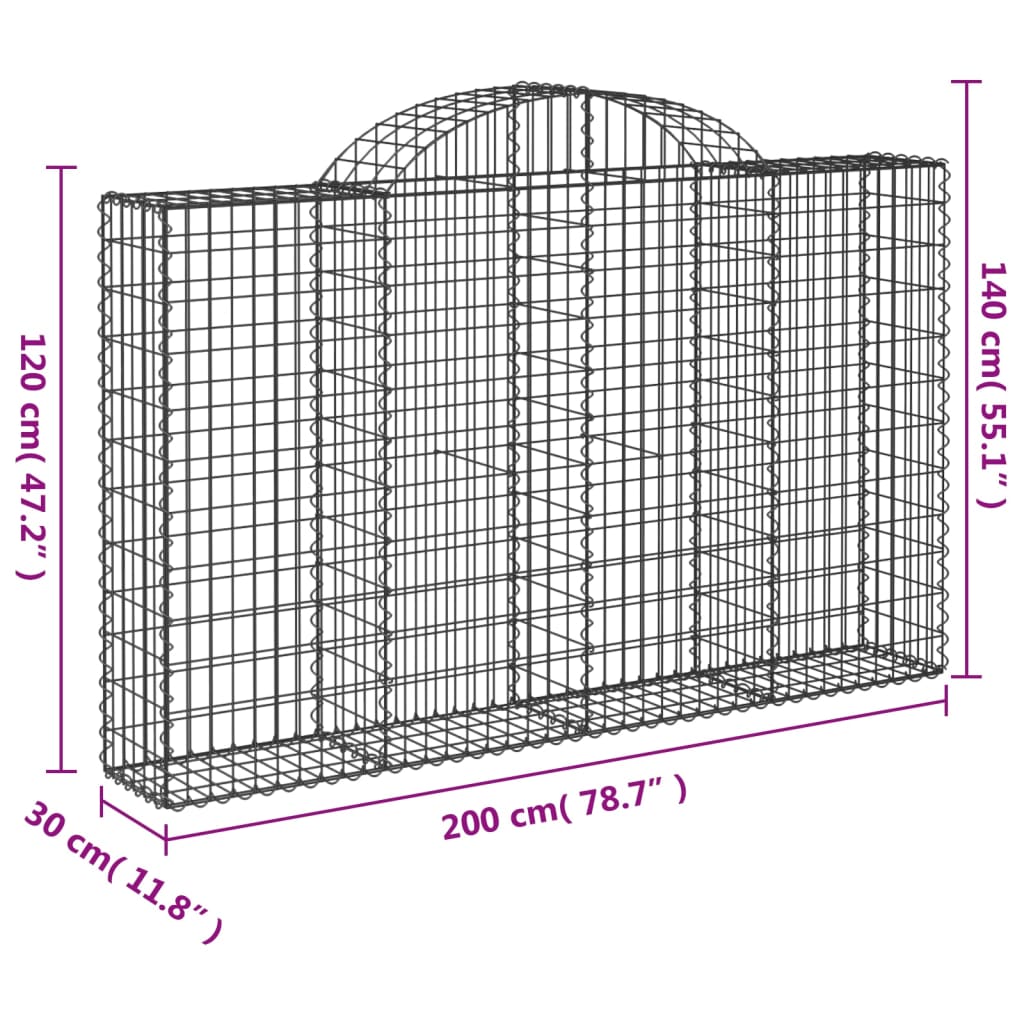 vidaXL Obokana gabionska košara 14 kos 200x30x120/140cm cinkano železo