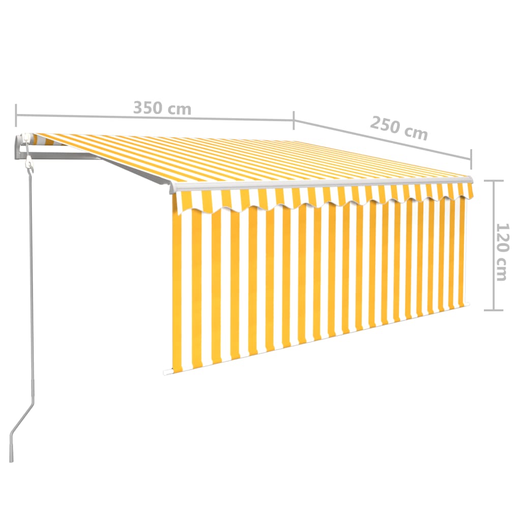 vidaXL Avtomatsko zložljiva tenda s senčilom 3,5x2,5 m rumena in bela