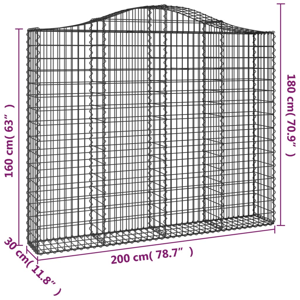 vidaXL Obokane gabion košare 2 kosa 200x30x160/180 cm pocinkano železo