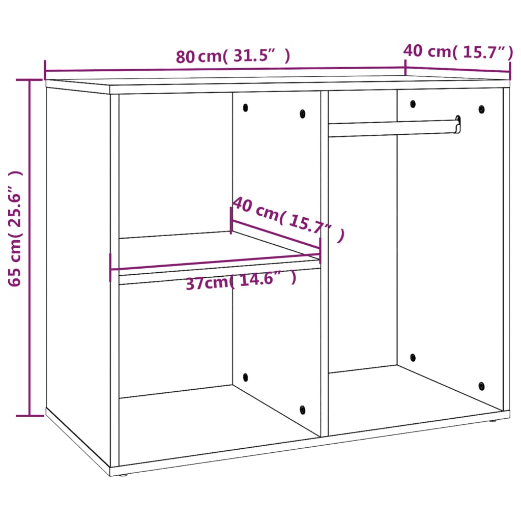 vidaXL Garderobna omarica črno 80x40x65 cm konstruiran les