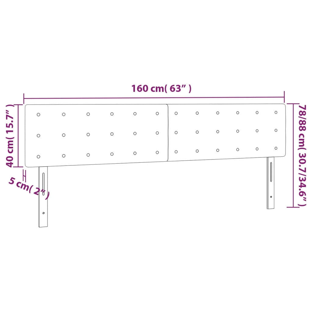 vidaXL LED posteljno vzglavje črno 160x5x78/88 cm žamet