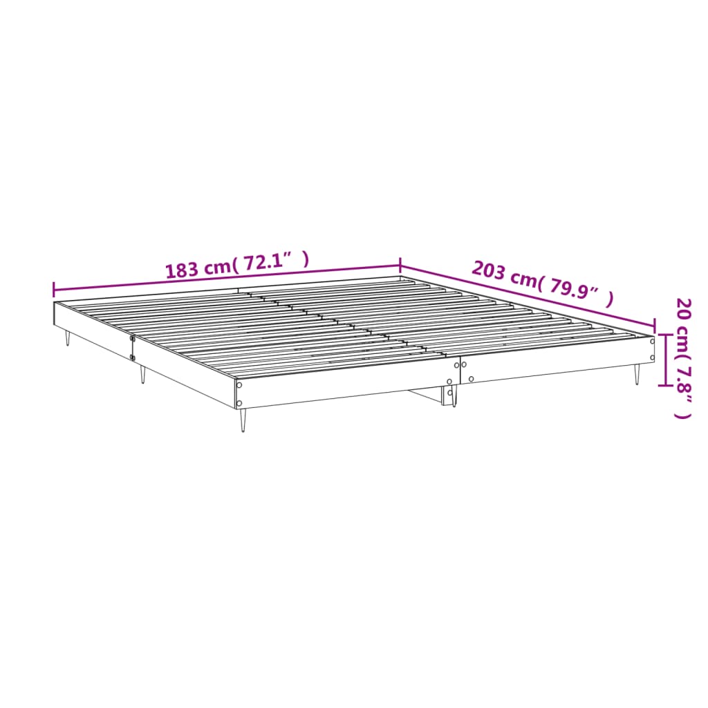 vidaXL Posteljni okvir rjav hrast 180x200 cm inženirski les