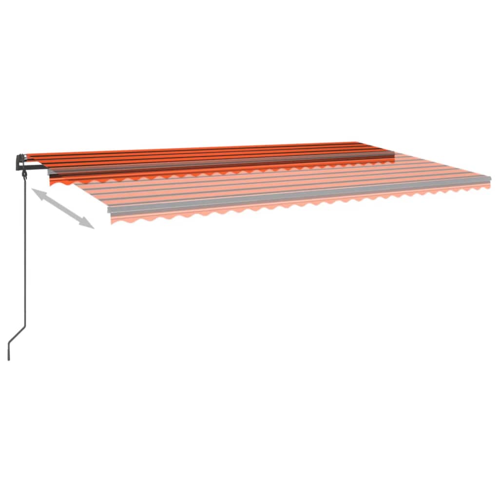 vidaXL Avtomatska tenda LED + senzor 6x3 m oranžna in rjava