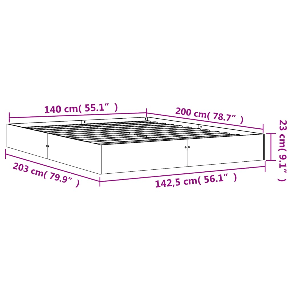 vidaXL Postelja brez vzmetnice voščeno rjava 140x200 cm trdna borovina