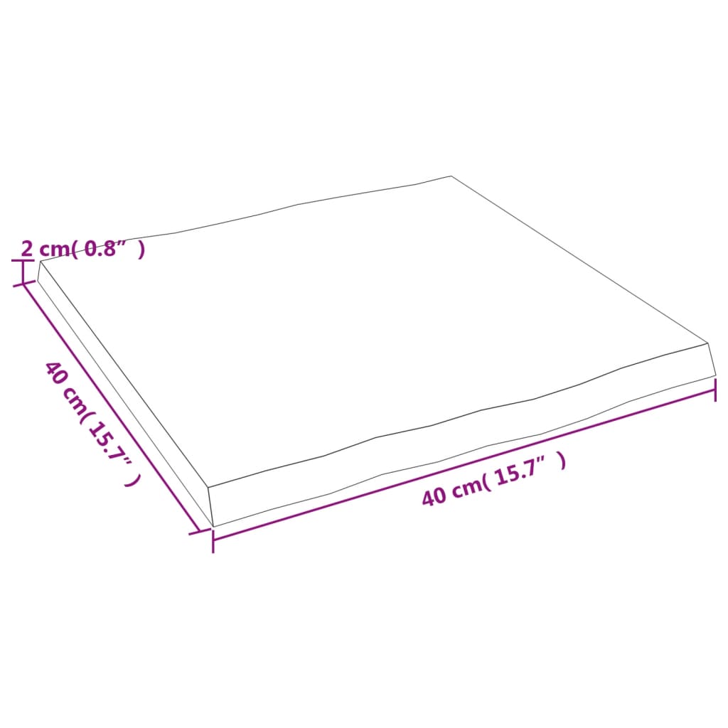 vidaXL Mizna plošča sv. rjava 40x40x2 cm obdelana trdna hrastovina