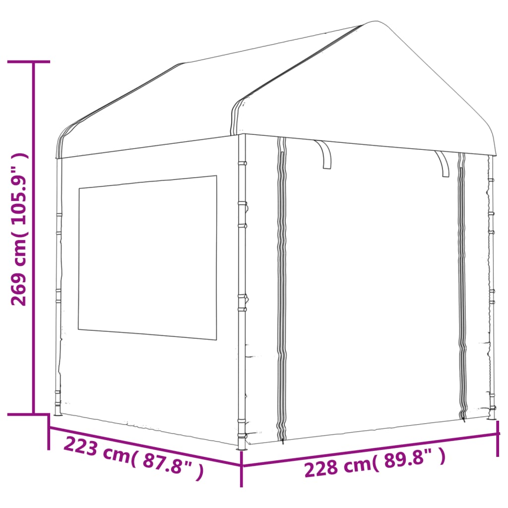 vidaXL Paviljon s streho bel 17,84x2,28x2,69 m polietilen