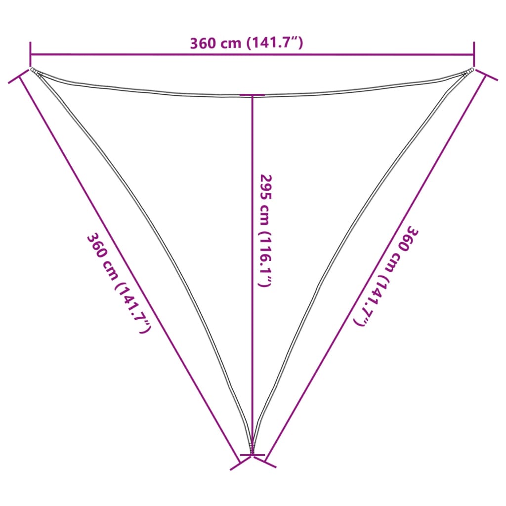 vidaXL Senčno jadro svetlo sivo 3,6x3,6x3,6 m 100 % poliester oxford