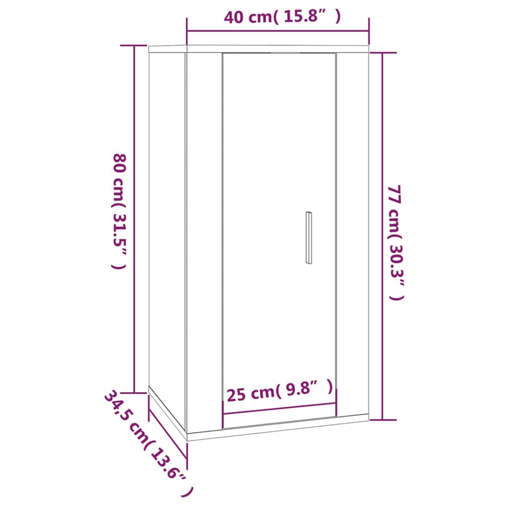 vidaXL Stenska TV omarica črna 40x34,5x80 cm