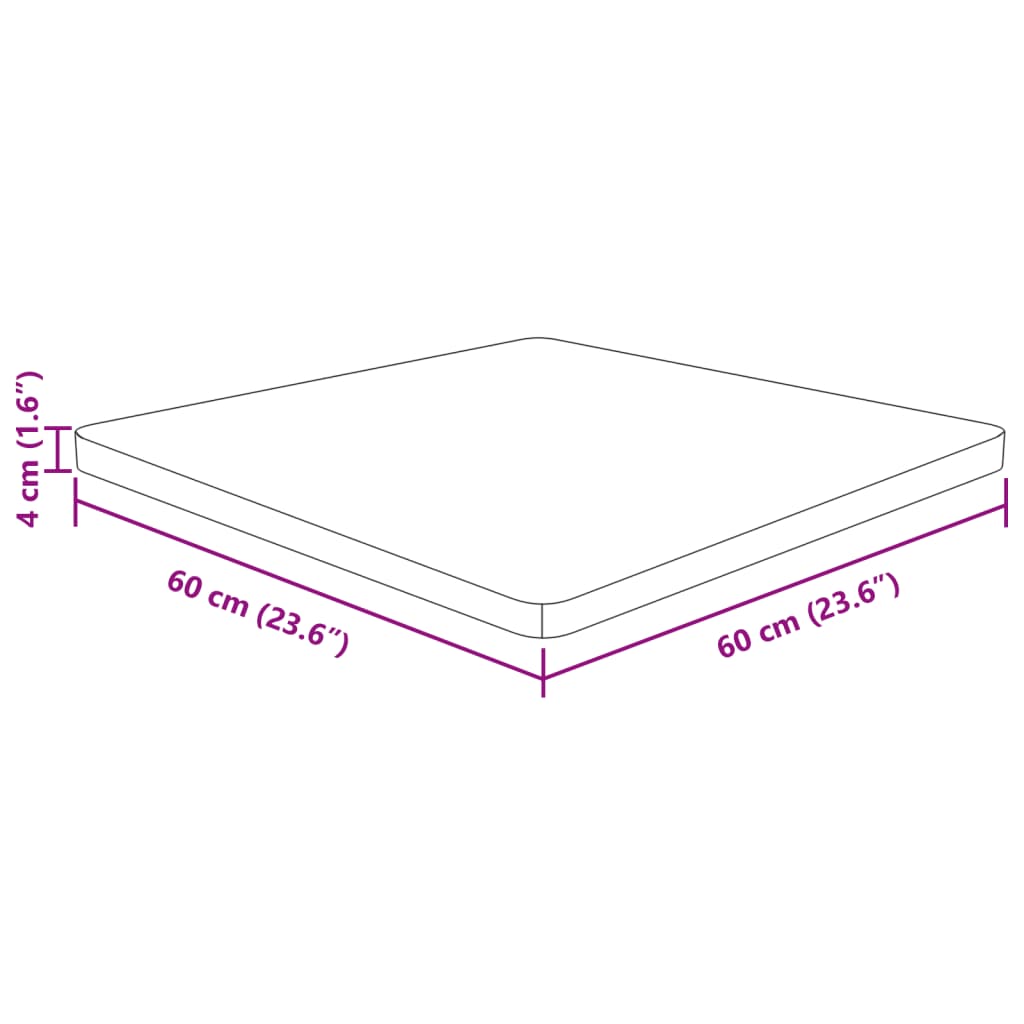 vidaXL Kvadratna mizna plošča tem. rjava 60x60x4 cm trdna hrastovina