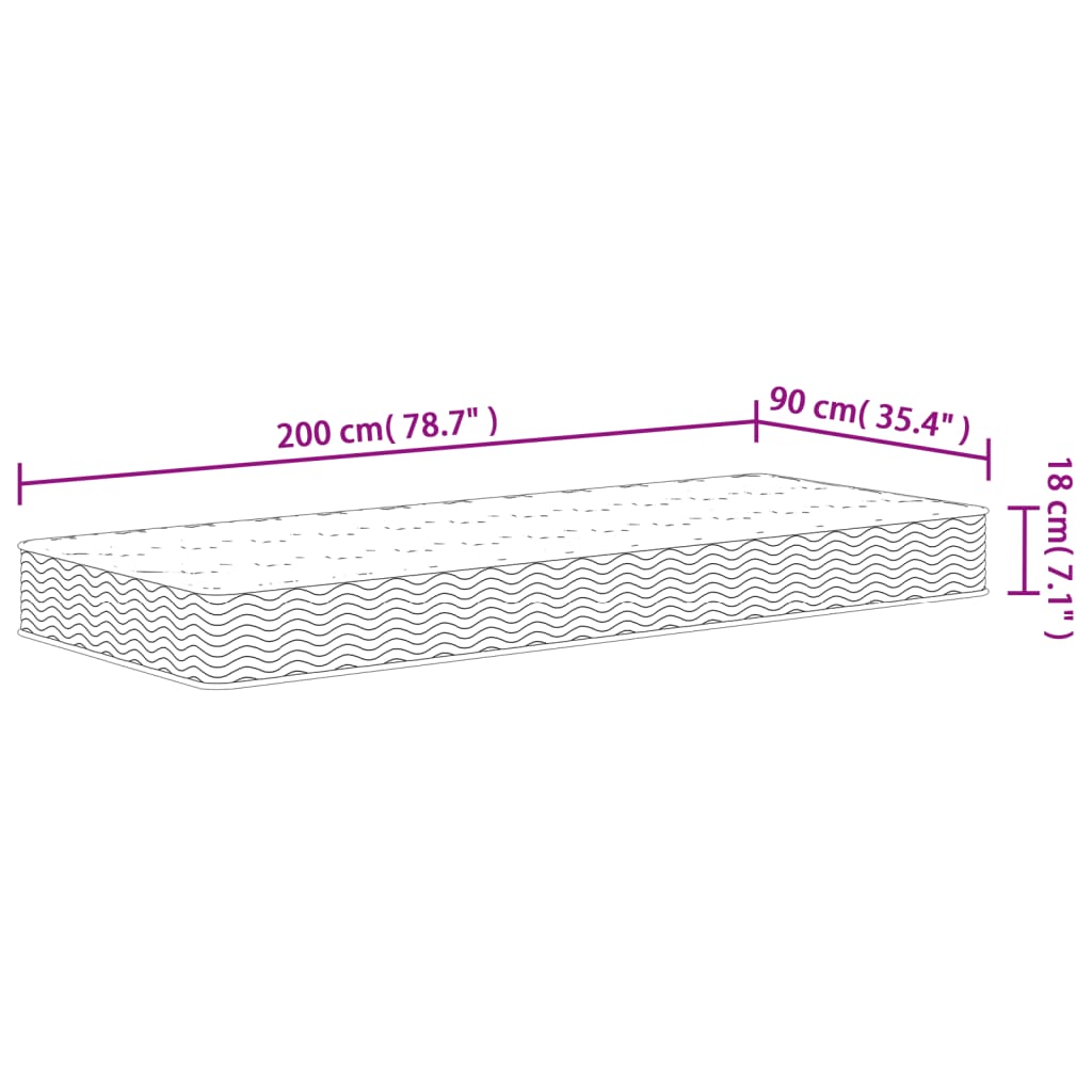 vidaXL Vzmetnica z bonnell vzmetenjem srednja 90x200 cm