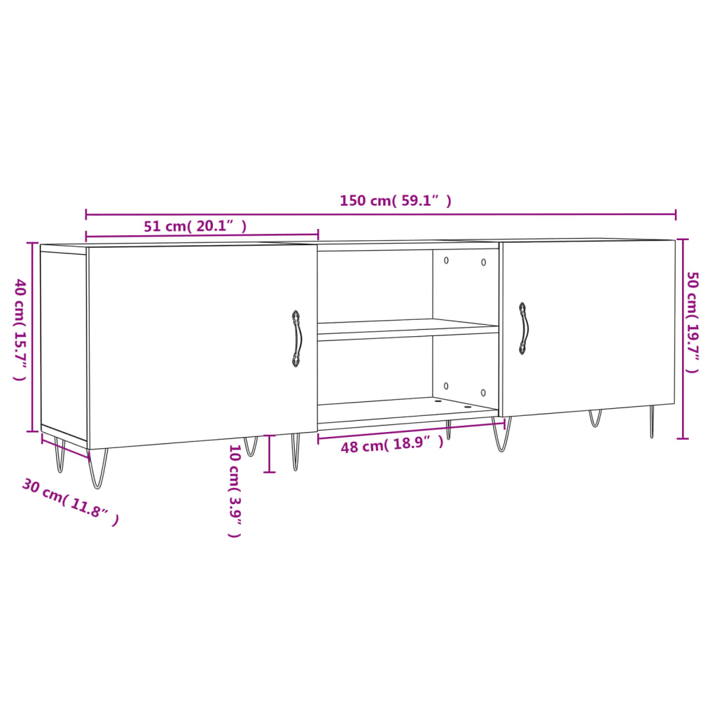 vidaXL TV omarica črna 150x30x50 cm inženirski les