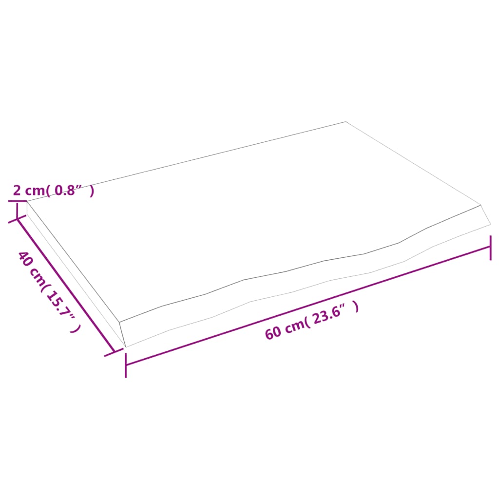 vidaXL Kopalniški pult svetlo rjav 60x40x2 cm obdelan trden les