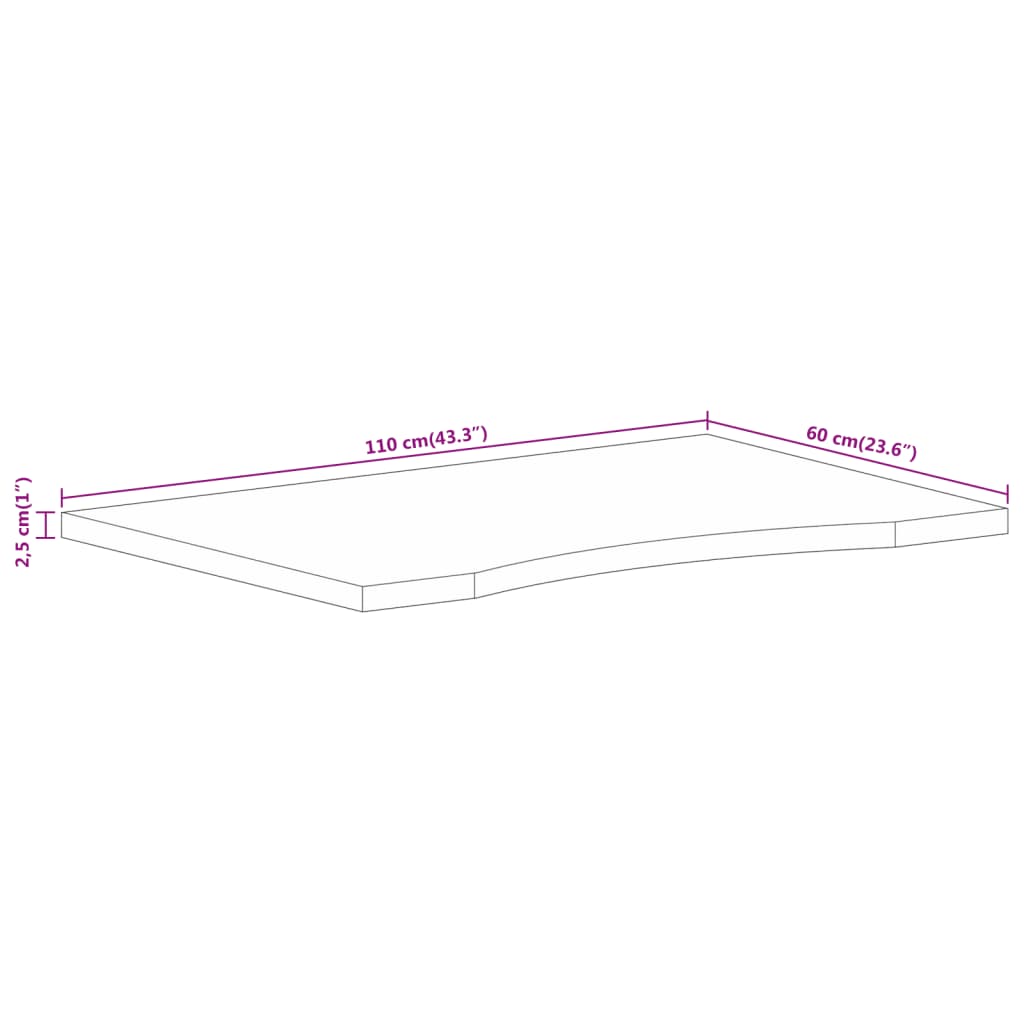 vidaXL Mizna plošča ukrivljena 110x60x2,5 cm trden mangov les