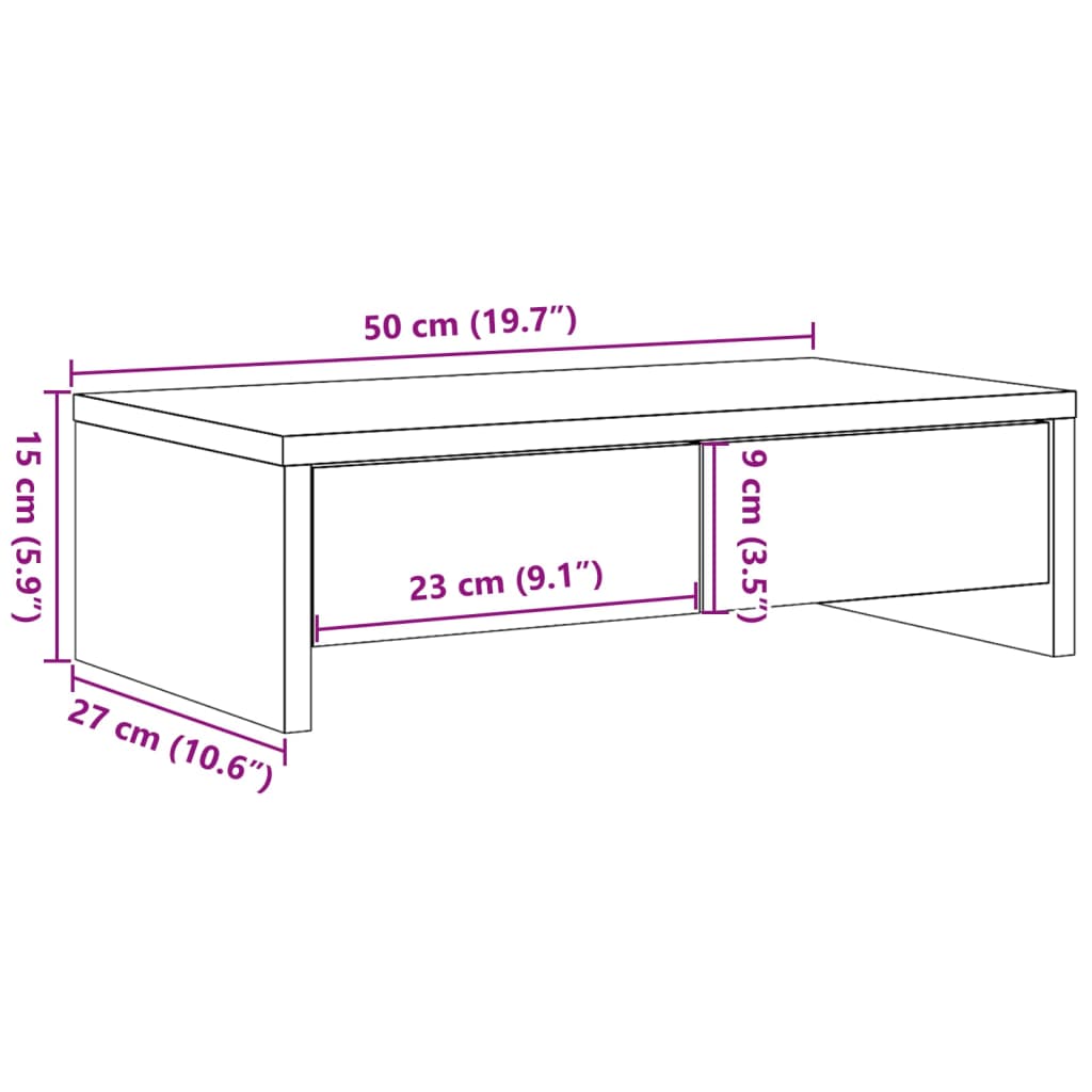 vidaXL Stojalo za zaslon s predali starinski les 50x27x15 cm inž. les