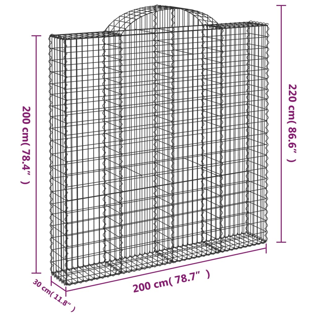 vidaXL Obokane gabion košare 8 kosa 200x30x200/220 cm pocinkano železo