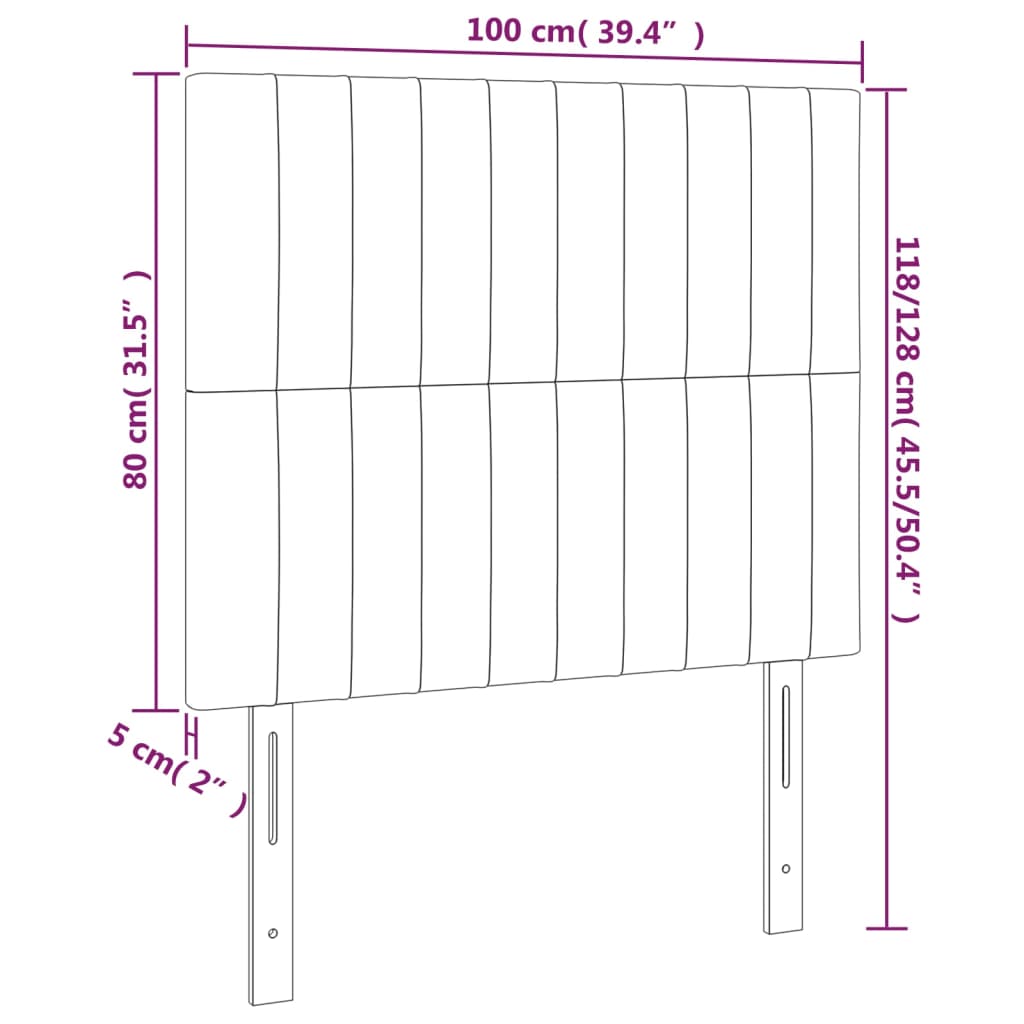 vidaXL Posteljno vzglavje 2 kosa temno rjavo 100x5x78/88 cm blago