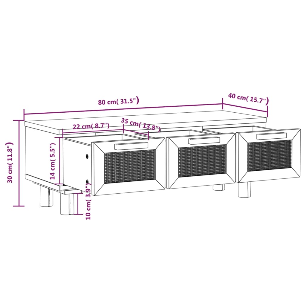 vidaXL Klubska mizica Črna 80x40x30 cm inženirski les trdna borovina