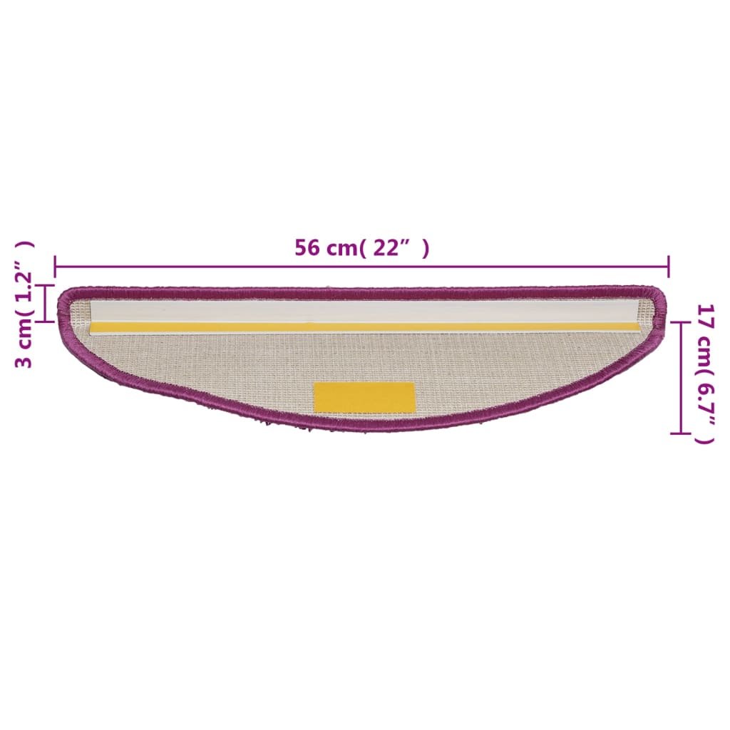 vidaXL Preproge za stopnice 10 kosov 56x17x3 cm vijolične