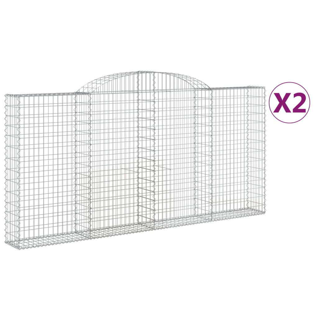 vidaXL Obokane gabion košare 2 kosa 300x30x140/160 cm pocinkano železo